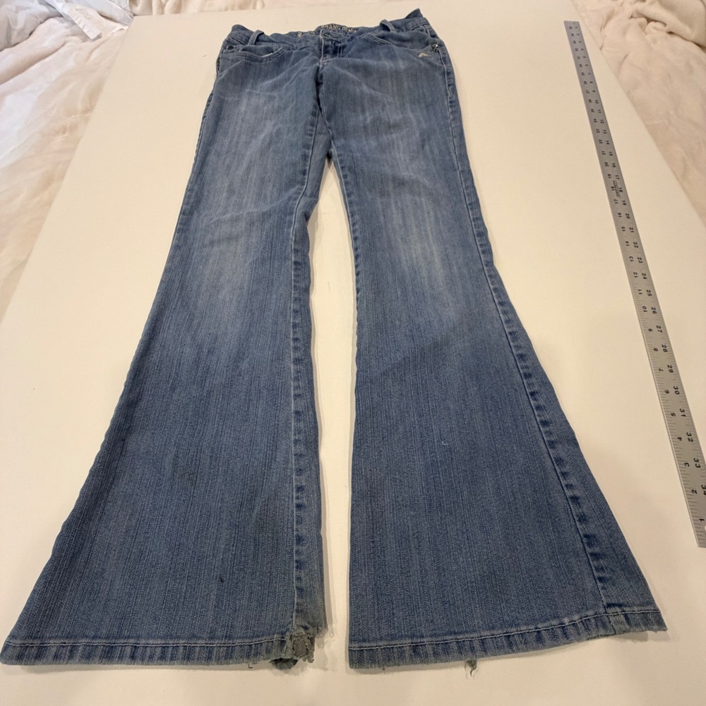 O'Neill Brand Denim Low Rise Flare Jeans Distressed Hem Y2K Surf Skater